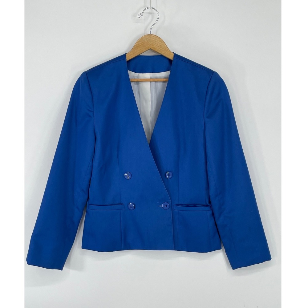 Vintage 80's Sweet Apple Womens Blazer 7 Jacket Royal Blue Double Breasted